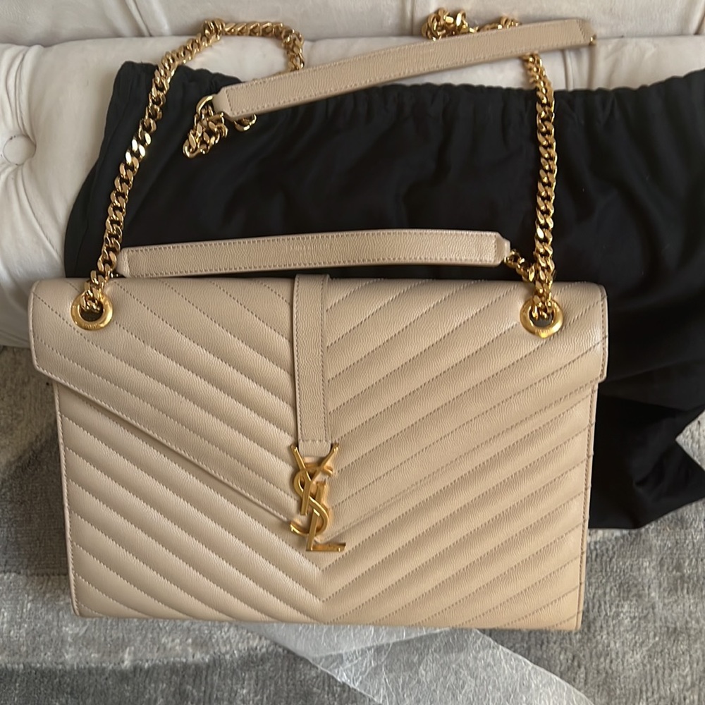 YSL Envelope Bag with adjustable straps.
